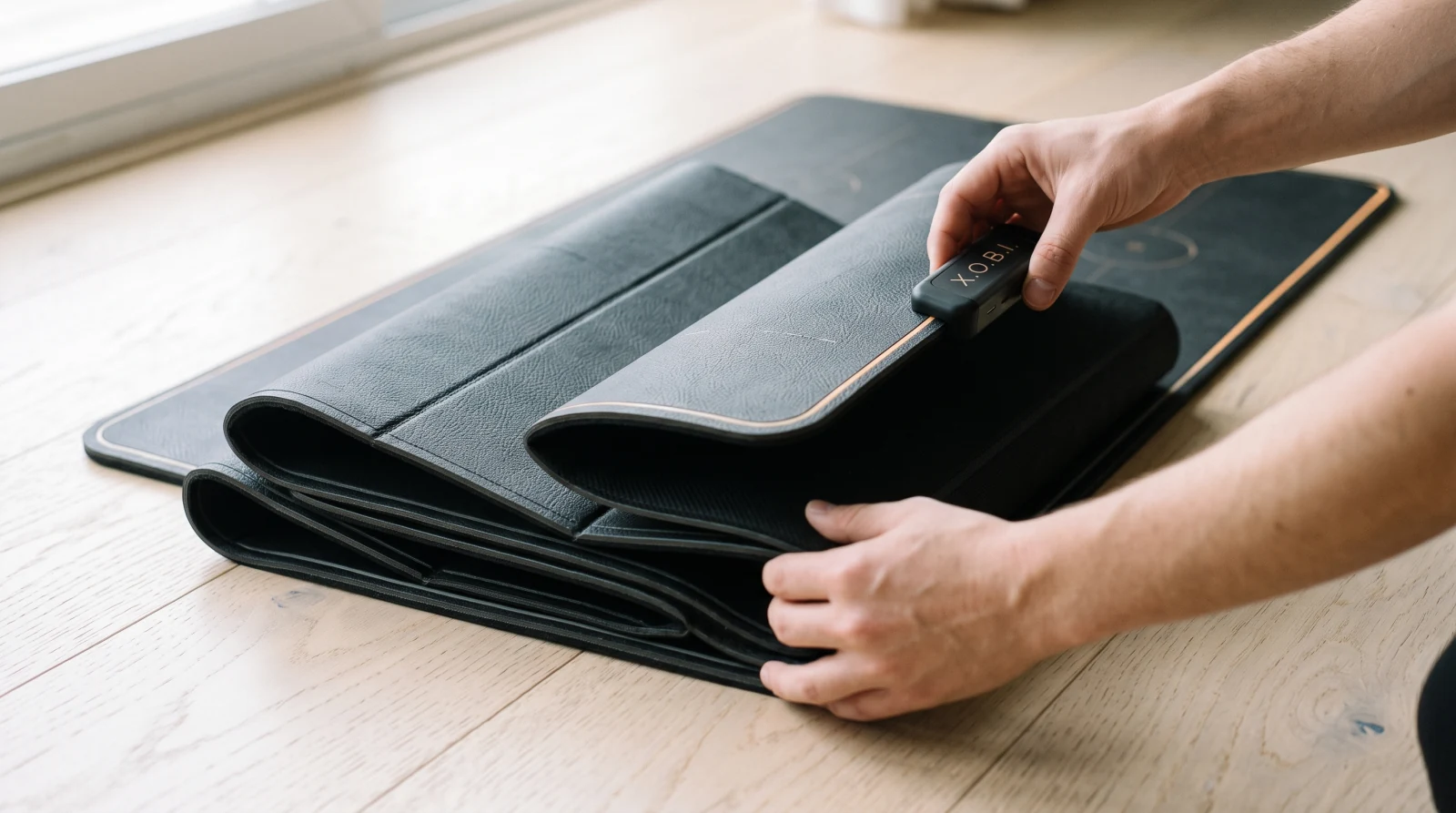 Folding the mat by hand