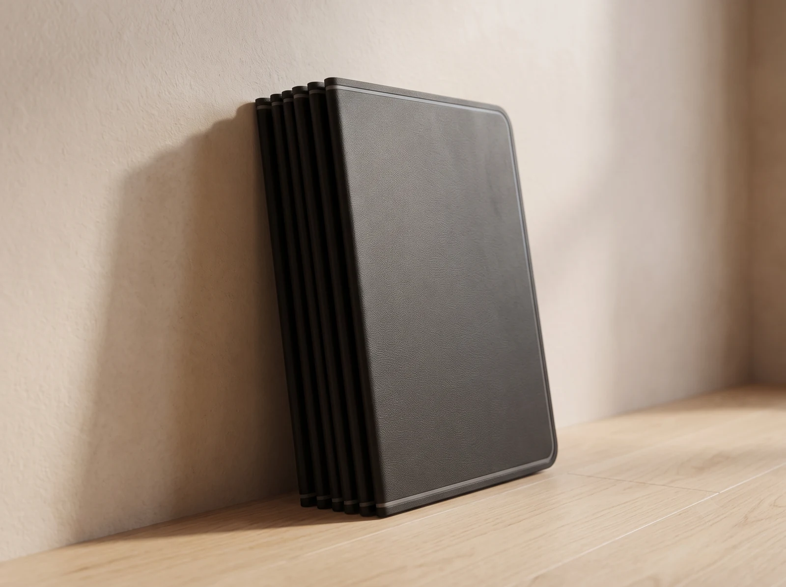 The folded mat leaning against a wall