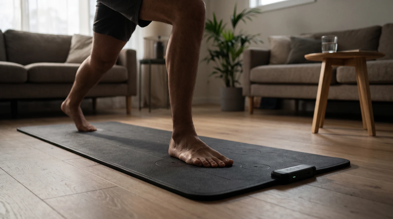 A lunge on the mat at home