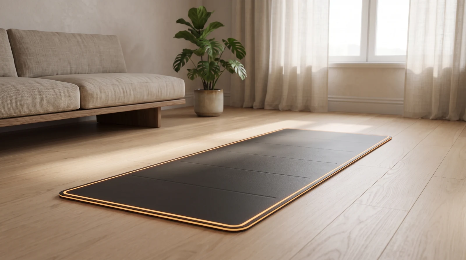 The mat unrolled in a living room