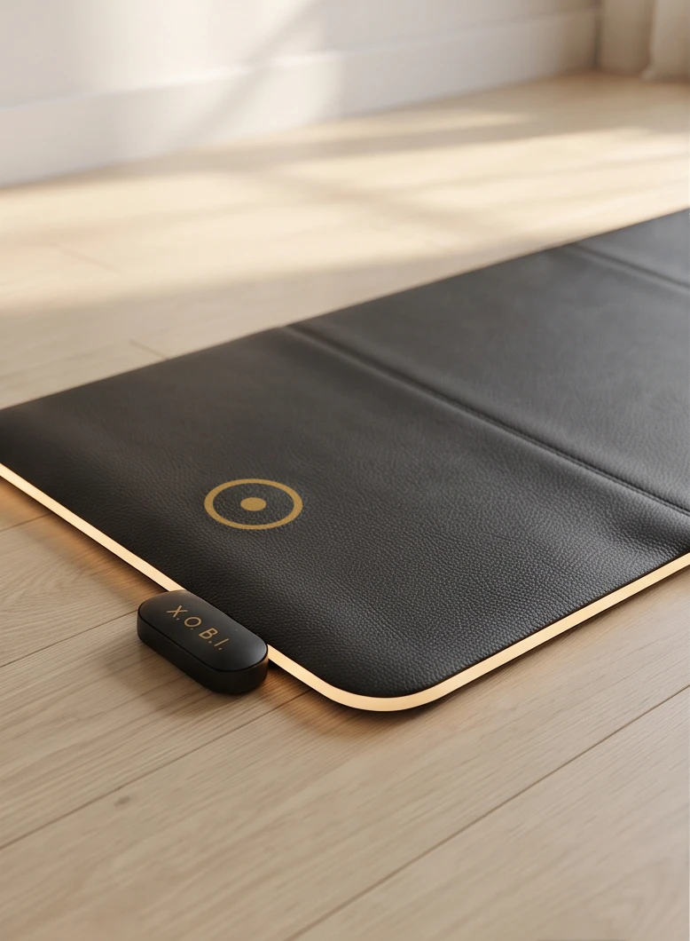 The control module beside the glowing edge of the mat