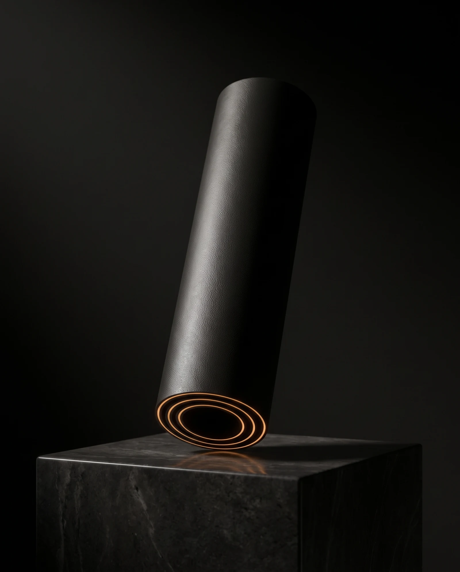 The mat rolled, lit from within